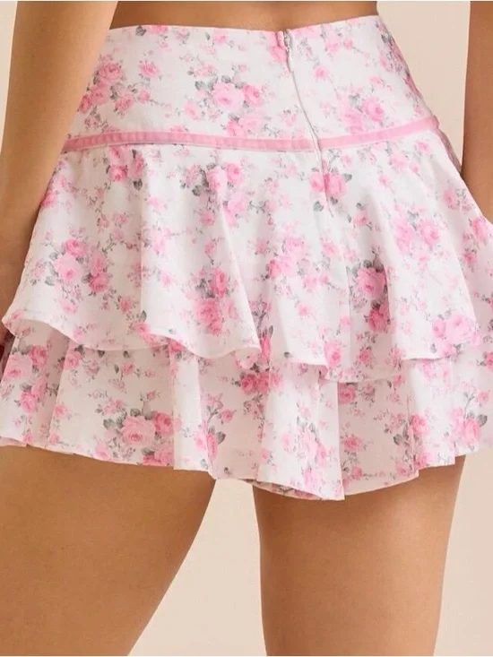 Altar’d State floral pink Mayer mini skirt - Picture 2 of 8